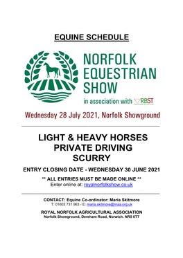 Light & Heavy Horses Private Driving Scurry