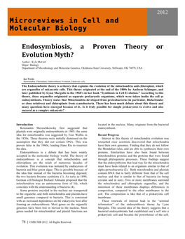 Endosymbiosis, a Proven Theory Or Evolution Myth?