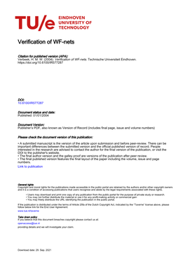 Workflow Management Systems / Verification / Petri Nets / WF-Nets