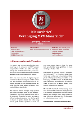 Nieuwsbrief Vereniging MVV Maastricht