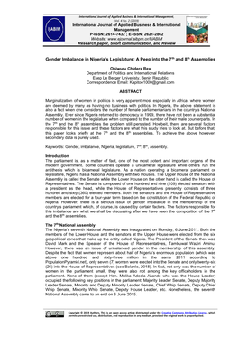 Gender Imbalance in Nigeria's Legislature