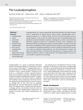 The Leukodystrophies