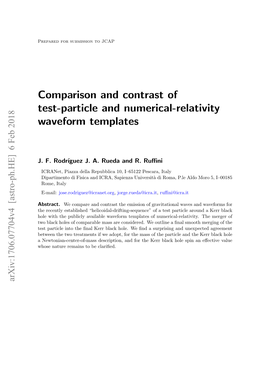 Comparison and Contrast of Test-Particle and Numerical-Relativity Waveform Templates