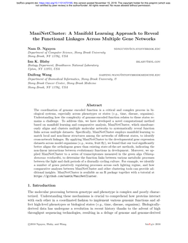 A Manifold Learning Approach to Reveal the Functional Linkages Across Multiple Gene Networks