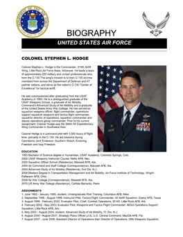 Biography United States Air Force