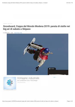 Snowboard, Coppa Del Mondo Modena 2019: Parata Di Stelle Nei Big Air Di Sabato a Skipass – OA Sport 14/11/19, 17�13