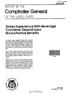 PAD-81-08 States' Experience with Beverage Container Deposit Laws