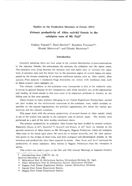 Primary Productivity of Abies Veitchii Forests in the Subalpine Zone of Mt. Fuji*