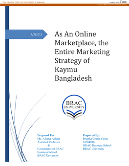 As an Online Marketplace, the Entire Marketing Strategy of Kaymu Bangladesh