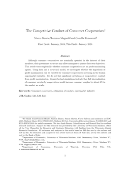 The Competitive Conduct of Consumer Cooperatives∗