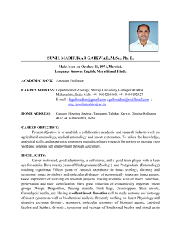 SUNIL MADHUKAR GAIKWAD, M.Sc., Ph. D