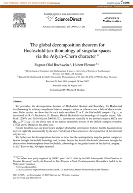 The Global Decomposition Theorem for Hochschild (Co-)Homology of Singular Spaces Via the Atiyah–Chern Character ✩