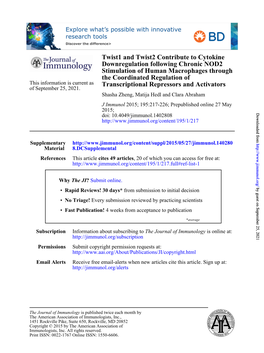 Transcriptional Repressors and Activators the Coordinated