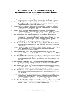 Publications and Papers of the CHEERS Project Higher Education and Graduate Employment in Europe (14.3.2007)