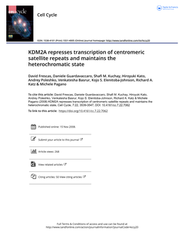 KDM2A Represses Transcription of Centromeric Satellite Repeats and Maintains the Heterochromatic State