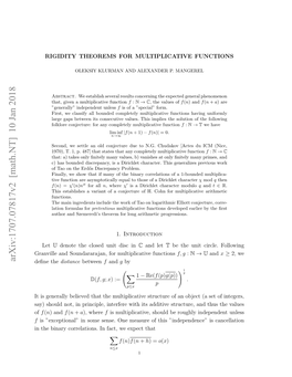 Arxiv:1707.07817V2 [Math.NT]