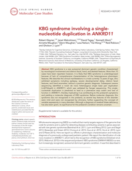 KBG Syndrome Involving a Single- Nucleotide Duplication in ANKRD11