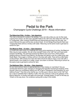 Pedal to the Park Champagne Cycle Challenge 2019 – Route Information