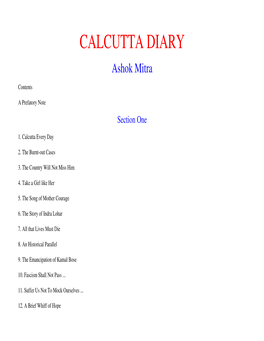 CALCUTTA DIARY Ashok Mitra