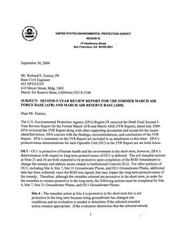 Five Year Review, March ARB/Former March AFB, 21 Jul 09 Protecting the Landfill Cover and Prohibiting Groundwater Extraction for Any Purpose Other Than Monitoring