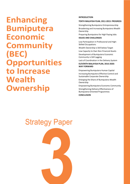 Enhancing Bumiputera Economic Community (BEC) Opportunities to Increase Wealth Ownership 3-1