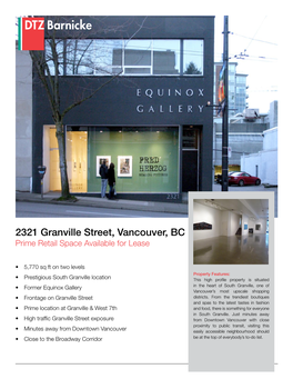 2321 Granville Street, Vancouver, BC Prime Retail Space Available for Lease