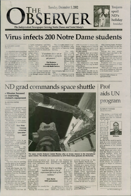 Virus Infects 200 Notre Dame Students