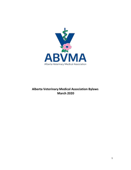 Alberta Veterinary Medical Association Bylaws March 2020