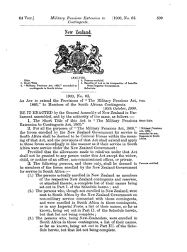 64 VICT 1900 No 62 Military Pensions Extension to Contingents
