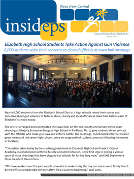 Elizabeth High School Students Take Action Against Gun Violence 6,000 Students Voice Their Concerns to Elected Officials at Town Hall Meetings