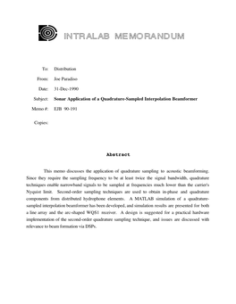 Intralab Memorandum