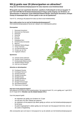 (Dieren)Parken En Attracties? Koop Dan Het Kinderboerderijenpaspoort Én Steun Daarmee Onze Kinderboerderij!