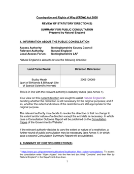 1 Countryside and Rights of Way (CROW) Act 2000 REVIEW OF