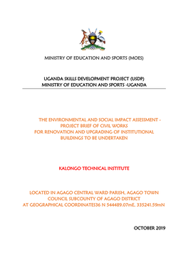 Moes) Uganda Skills Development Project (Usdp