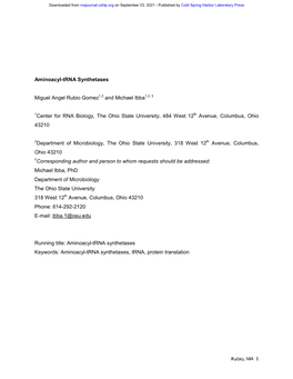 Aminoacyl-Trna Synthetases