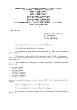 Communes De Gasques Et Castelsagrat, Sous Contrôle De La Subdivision Départementale De Valence D'agen