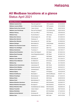 All Medbase Locations at a Glance Status April 2021