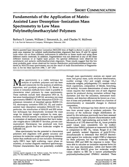 Fundamentals of the Application of Matrix-Assisted Laser Desorption