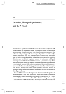 Intuition, Thought Experiments, and the a Priori