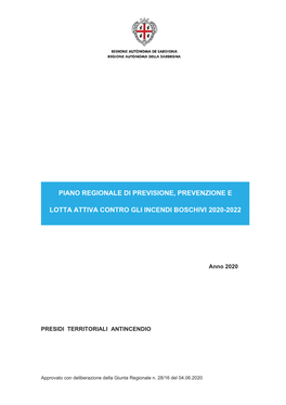 Piano Regionale Di Previsione, Prevenzione E Lotta Attiva