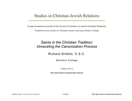 Studies in Christian-Jewish Relations