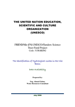FRIEND/Nile (FN) UNESCO-Flanders Science Trust Fund Project Code: 513RAB2042