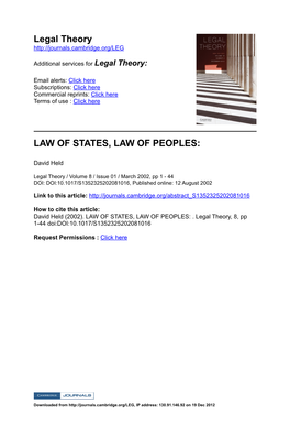 Law of States, Law of Peoples