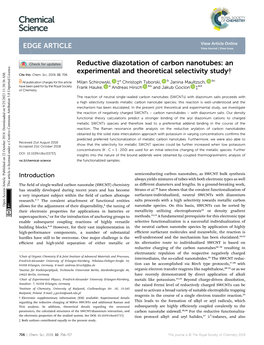 Reductive Diazotation of Carbon Nanotubes: an Experimental and Theoretical Selectivity Study† Cite This: Chem