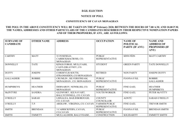 Dáil Election Notice of Poll Constituency of Cavan