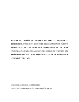 Sistema De Gestión De Información Para El Desarrollo Territorial