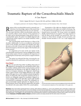 Traumatic Rupture of the Coracobrachialis Muscle Acasereport