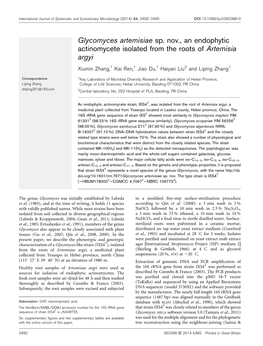 Glycomyces Artemisiae Sp. Nov., an Endophytic Actinomycete Isolated from the Roots of Artemisia Argyi