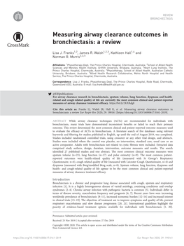 Measuring Airway Clearance Outcomes in Bronchiectasis: a Review