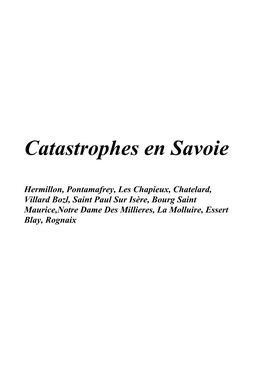 Catastrophes En Savoie